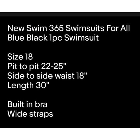 New Swim 365 Swimsuits For All Blue Black 1pc Swimsuit Sz 18 - Picture 9 of 9